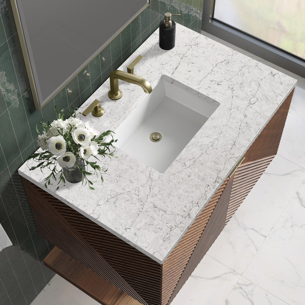 James Martin - Marcello 36" Single Vanity, Chestnut w/ 3 CM Eternal Jasmine Pearl Top - D200-V36-CSN-3EJP view 5