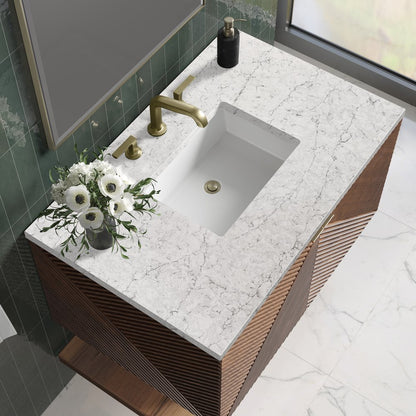 James Martin - Marcello 36" Single Vanity, Chestnut w/ 3 CM Eternal Jasmine Pearl Top - D200-V36-CSN-3EJP view 5