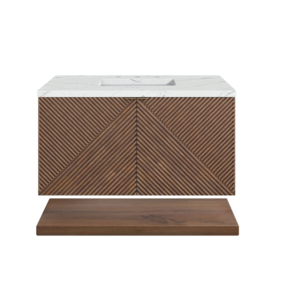 James Martin - Marcello 36" Single Vanity, Chestnut w/ 3 CM Ethereal Noctis Top - D200-V36-CSN-3ENC view 1