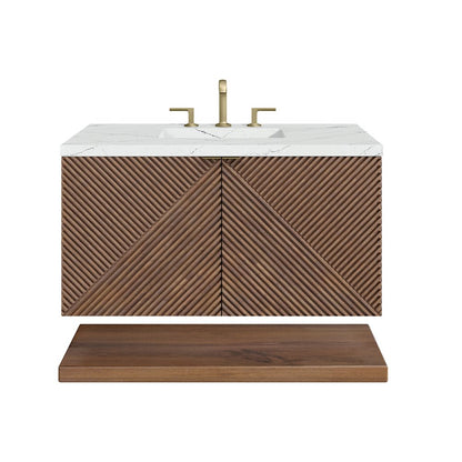James Martin - Marcello 36" Single Vanity, Chestnut w/ 3 CM Ethereal Noctis Top - D200-V36-CSN-3ENC view 2