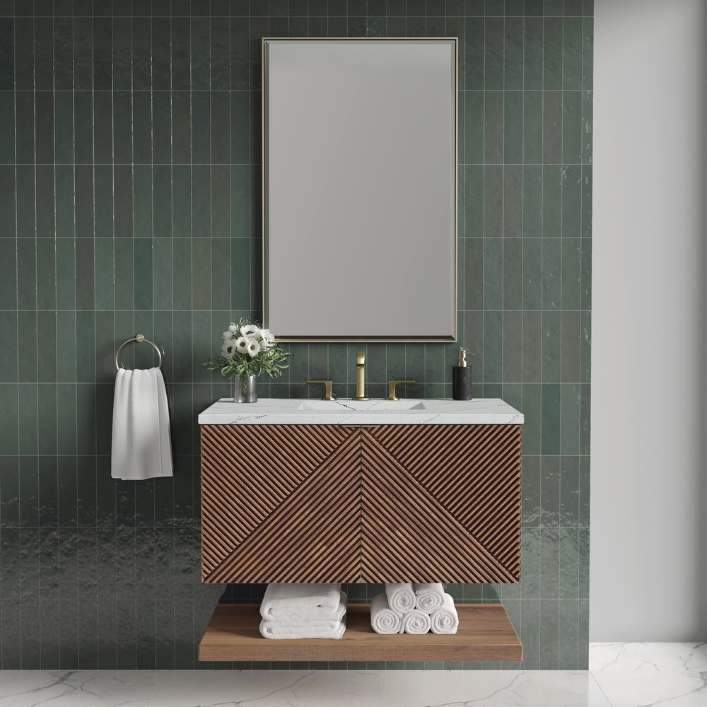 James Martin - Marcello 36" Single Vanity, Chestnut w/ 3 CM Ethereal Noctis Top - D200-V36-CSN-3ENC view 3