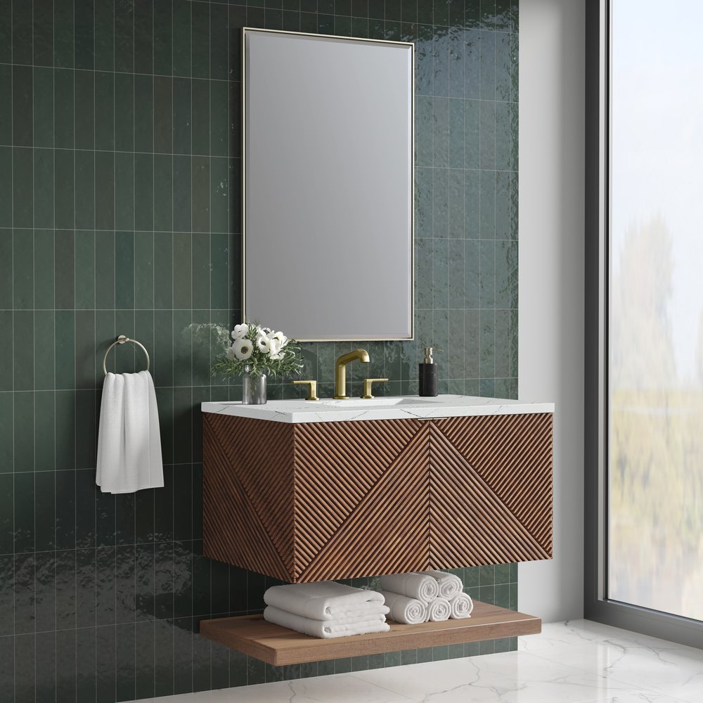 James Martin - Marcello 36" Single Vanity, Chestnut w/ 3 CM Ethereal Noctis Top - D200-V36-CSN-3ENC view 4