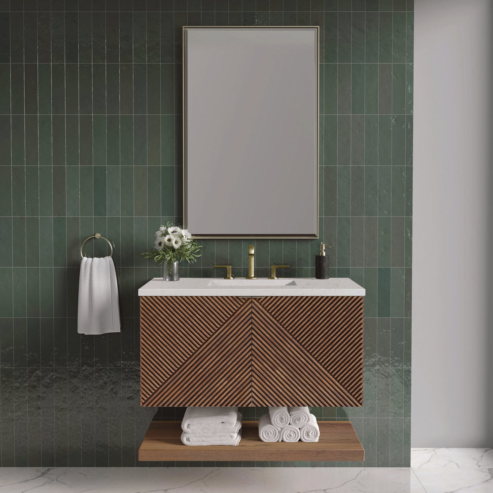 James Martin - Marcello 36" Single Vanity, Chestnut w/ 3 CM Lime Delight Top - D200-V36-CSN-3LDL view 2