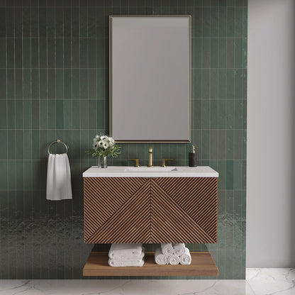 James Martin - Marcello 36" Single Vanity, Chestnut w/ 3 CM Lime Delight Top - D200-V36-CSN-3LDL view 2