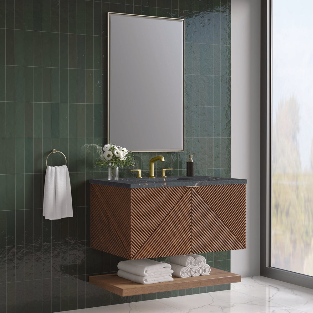 James Martin - Marcello 36" Single Vanity, Chestnut w/ 3 CM Parisien Bleu Top - D200-V36-CSN-3PBL view 3