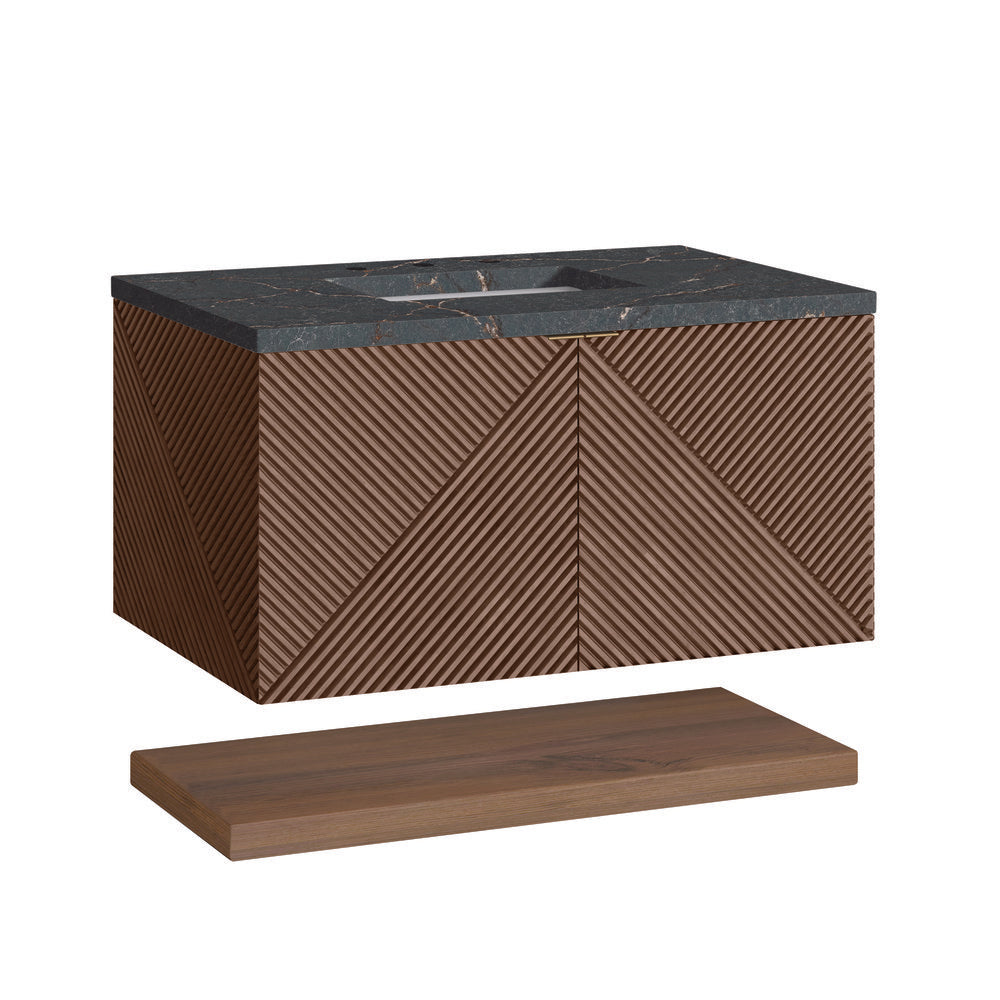 James Martin - Marcello 36" Single Vanity, Chestnut w/ 3 CM Parisien Bleu Top - D200-V36-CSN-3PBL view 5