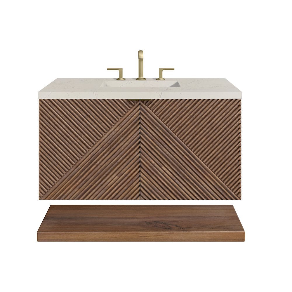 James Martin - Marcello 36" Single Vanity, Chestnut, w/ 3 CM Siberian Silestone Top - D200-V36-CSN-3SFR view 1