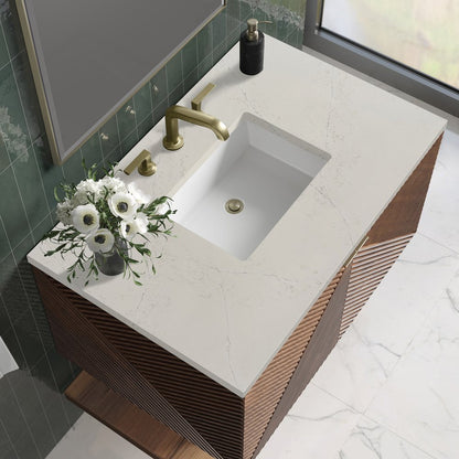 James Martin - Marcello 36" Single Vanity, Chestnut, w/ 3 CM Siberian Silestone Top - D200-V36-CSN-3SFR view 4