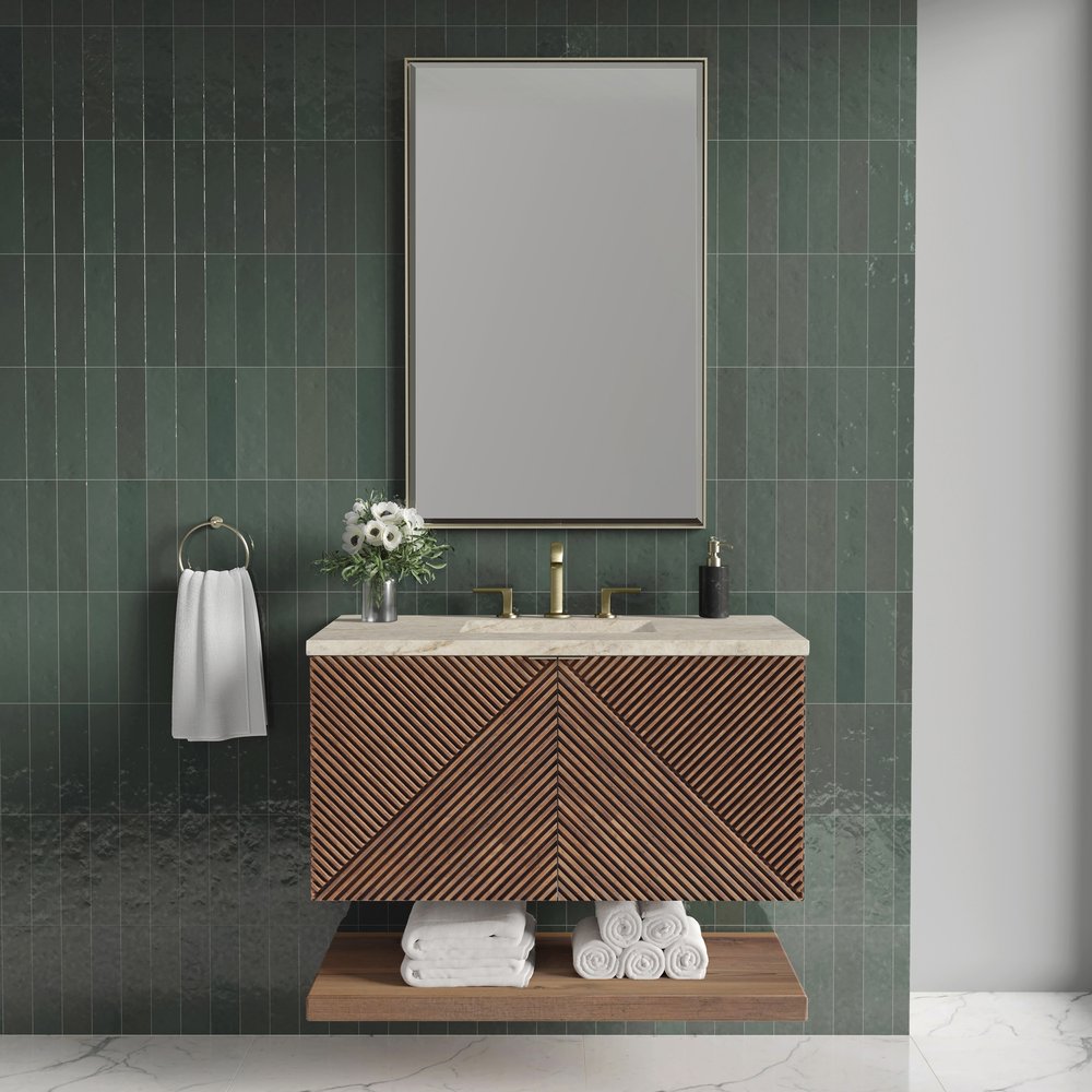 James Martin - Marcello 36" Single Vanity, Chestnut, w/ 3 CM Tajnar Eclos Top - D200-V36-CSN-3TJR view 2