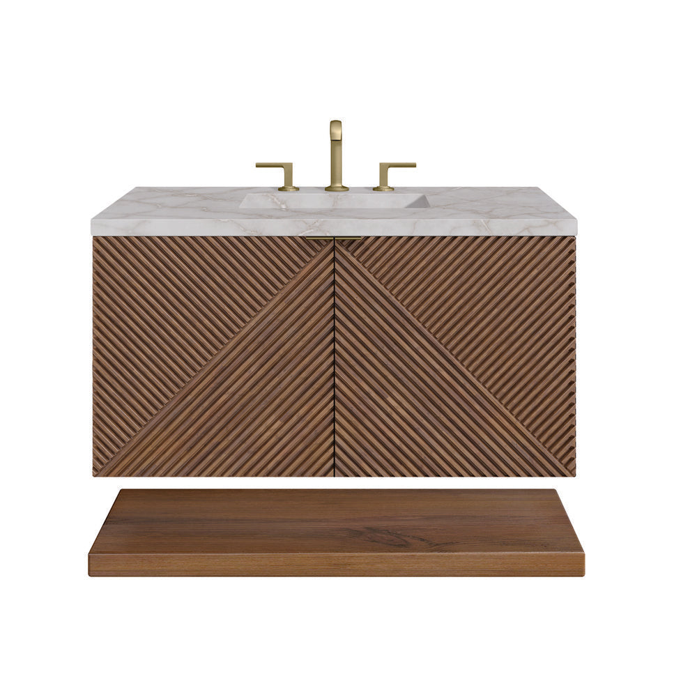 James Martin - Marcello 36" Single Vanity, Chestnut w/ 3 CM Victorian Silver Top - D200-V36-CSN-3VSL view 1