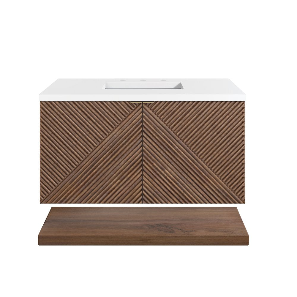 James Martin - Marcello 36" Single Vanity, Chestnut w/ 3 CM White Zeus Top - D200-V36-CSN-3WZ view 1