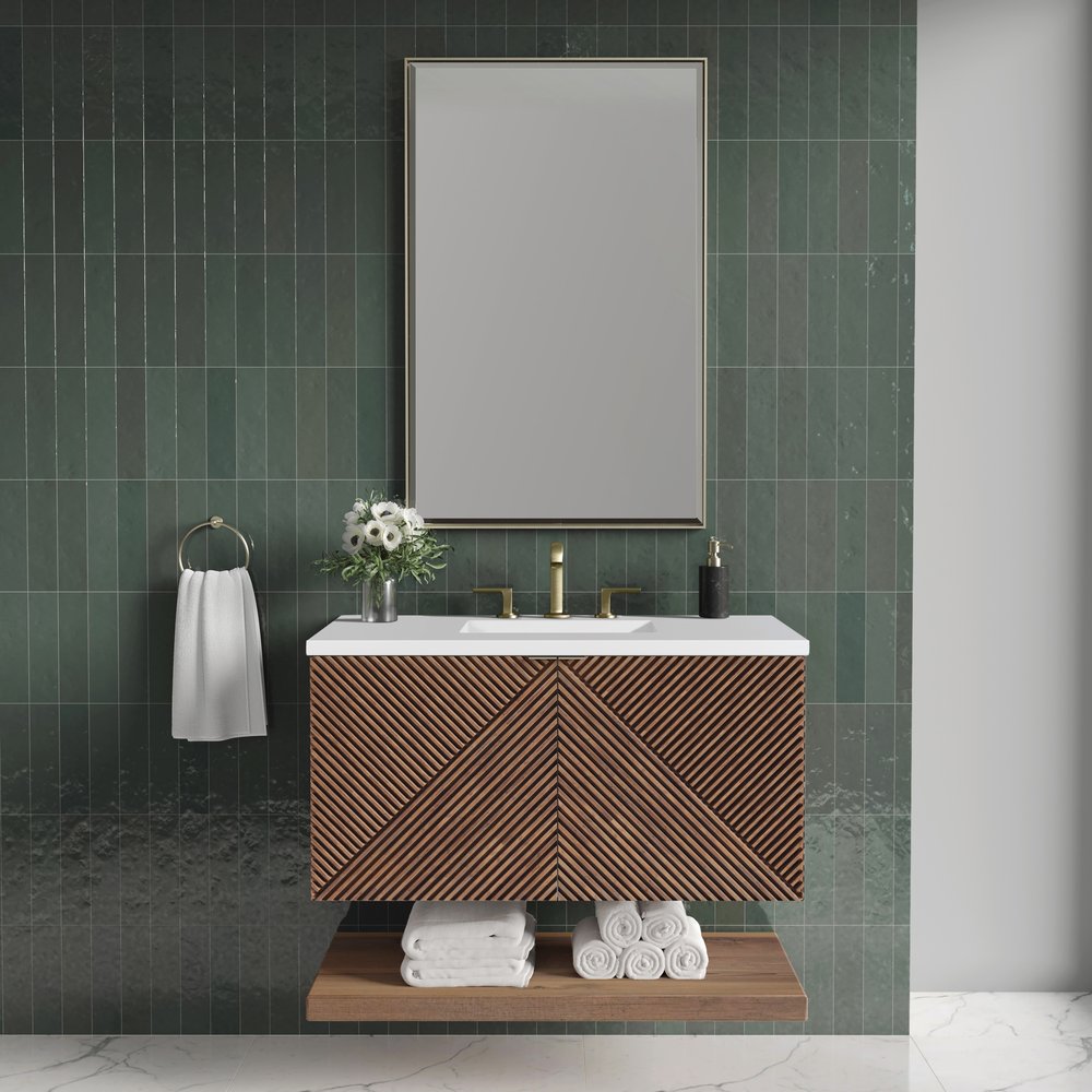 James Martin - Marcello 36" Single Vanity, Chestnut w/ 3 CM White Zeus Top - D200-V36-CSN-3WZ view 3