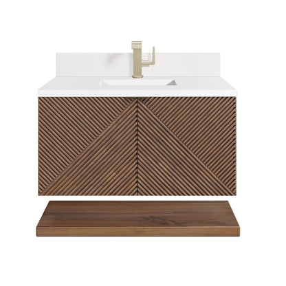 James Martin - Marcello 36" Single Vanity, Chestnut w/ Single Hole 3 CM White Zeus Top & Backsplash - D200-V36-CSN-1WZ view 1