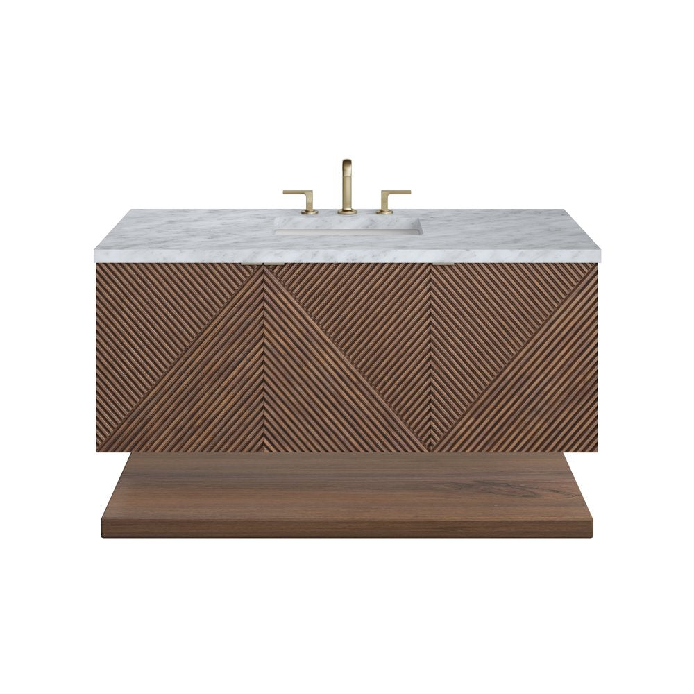 James Martin - Marcello 48" Single Vanity, Chestnut w/ 3 CM Carrara White Marble Top - D200-V48-CSN-3CAR view 2