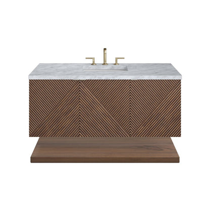 James Martin - Marcello 48" Single Vanity, Chestnut w/ 3 CM Carrara White Marble Top - D200-V48-CSN-3CAR view 2