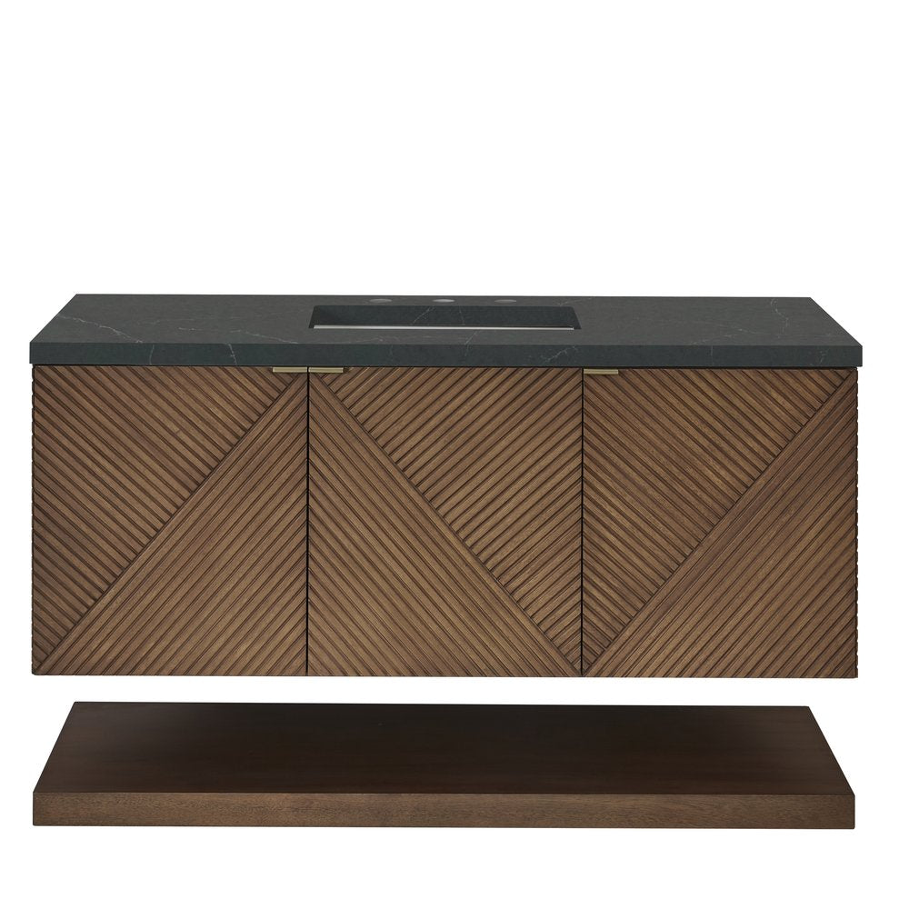James Martin - Marcello 48" Single Vanity, Chestnut w/ 3 CM Charcoal Soapstone Silestone Top - D200-V48-CSN-3CSP view 1
