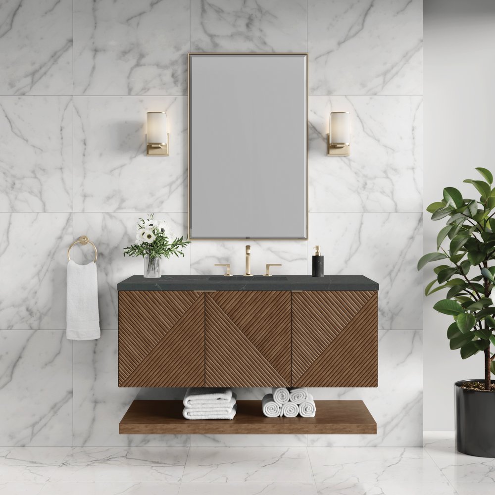 James Martin - Marcello 48" Single Vanity, Chestnut w/ 3 CM Charcoal Soapstone Silestone Top - D200-V48-CSN-3CSP view 4