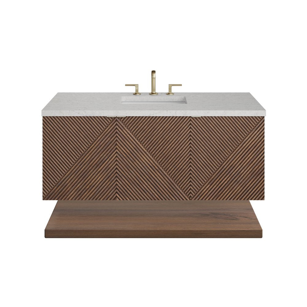 James Martin - Marcello 48" Single Vanity, Chestnut w/ 3 CM Eternal Jasmine Pearl Silestone Top - D200-V48-CSN-3EJP view 2