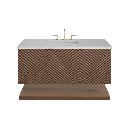James Martin - Marcello 48" Single Vanity, Chestnut w/ 3 CM Eternal Jasmine Pearl Silestone Top - D200-V48-CSN-3EJP view 2