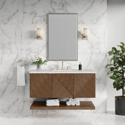 James Martin - Marcello 48" Single Vanity, Chestnut w/ 3 CM Eternal Jasmine Pearl Silestone Top - D200-V48-CSN-3EJP view 4