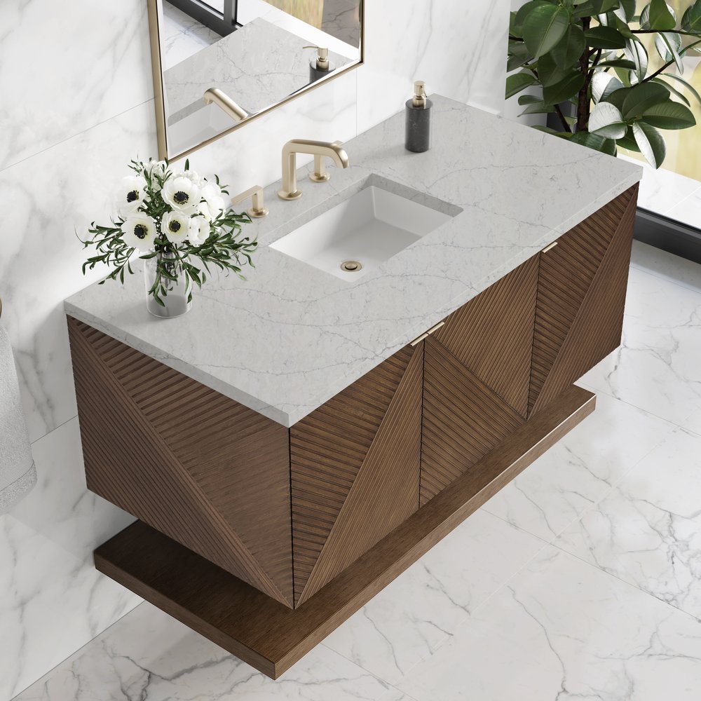 James Martin - Marcello 48" Single Vanity, Chestnut w/ 3 CM Eternal Jasmine Pearl Silestone Top - D200-V48-CSN-3EJP view 7