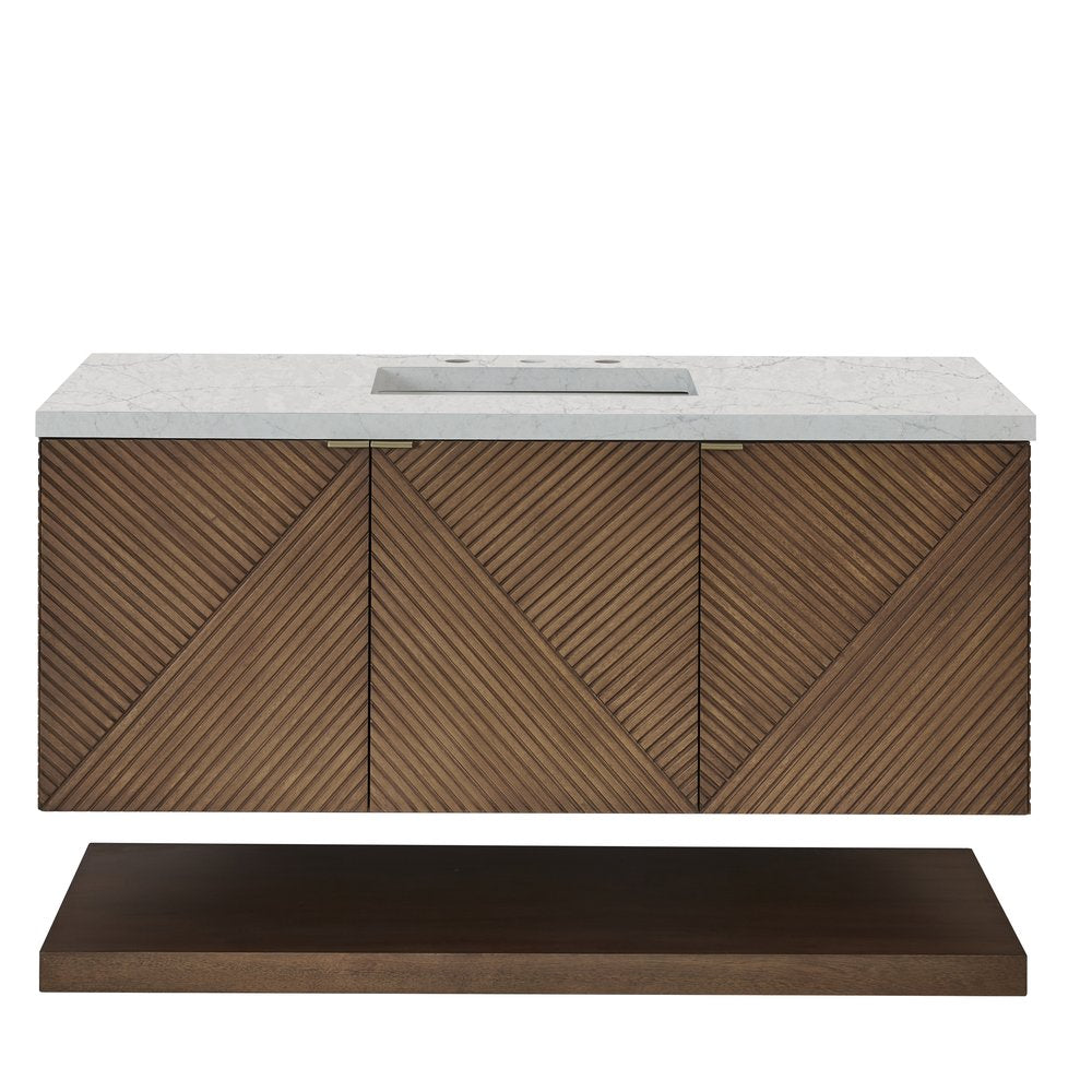 James Martin - Marcello 48" Single Vanity, Chestnut w/ 3 CM Eternal Jasmine Pearl Silestone Top w/ FreePower Wireless Charger - D200-V48-CSN-FEJP view 1