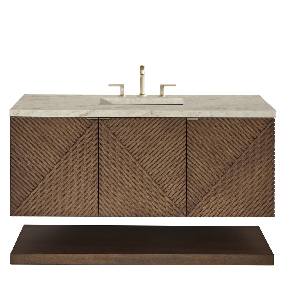 James Martin - Marcello 48" Single Vanity, Chestnut, w/ 3 CM Tajnar Eclos Top w/FreePower Wireless Charger - D200-V48-CSN-FTJR view 1