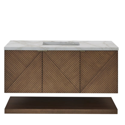 James Martin - Marcello 48" Single Vanity, Chestnut w/ 3 CM Victorian Silver Silestone Top w/ FreePower Wireless Charger - D200-V48-CSN-FVSL view 1
