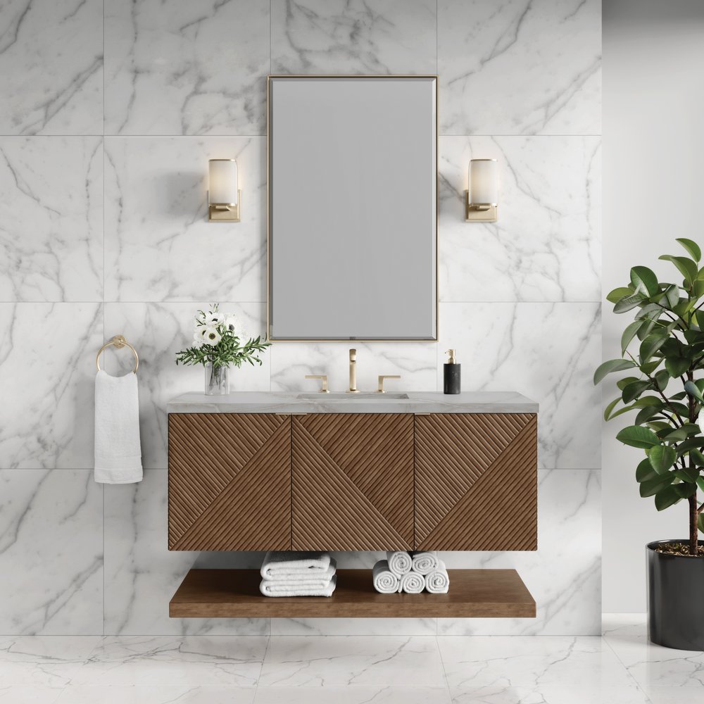James Martin - Marcello 48" Single Vanity, Chestnut w/ 3 CM Victorian Silver Silestone Top w/ FreePower Wireless Charger - D200-V48-CSN-FVSL view 3