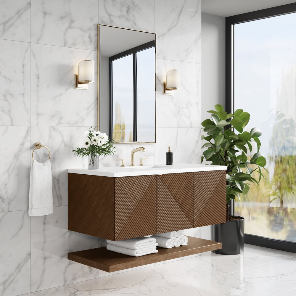 James Martin - Marcello 48" Single Vanity, Chestnut w/ 3 CM White Zeus Silestone Top - D200-V48-CSN-3WZ view 5