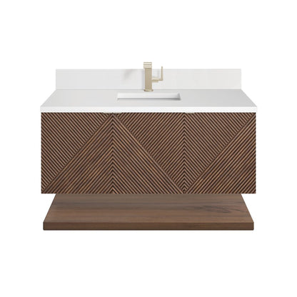 James Martin - Marcello 48" Single Vanity, Chestnut w/ Single Hole 3 CM White Zeus Silestone Top & Backsplash - D200-V48-CSN-1WZ view 1