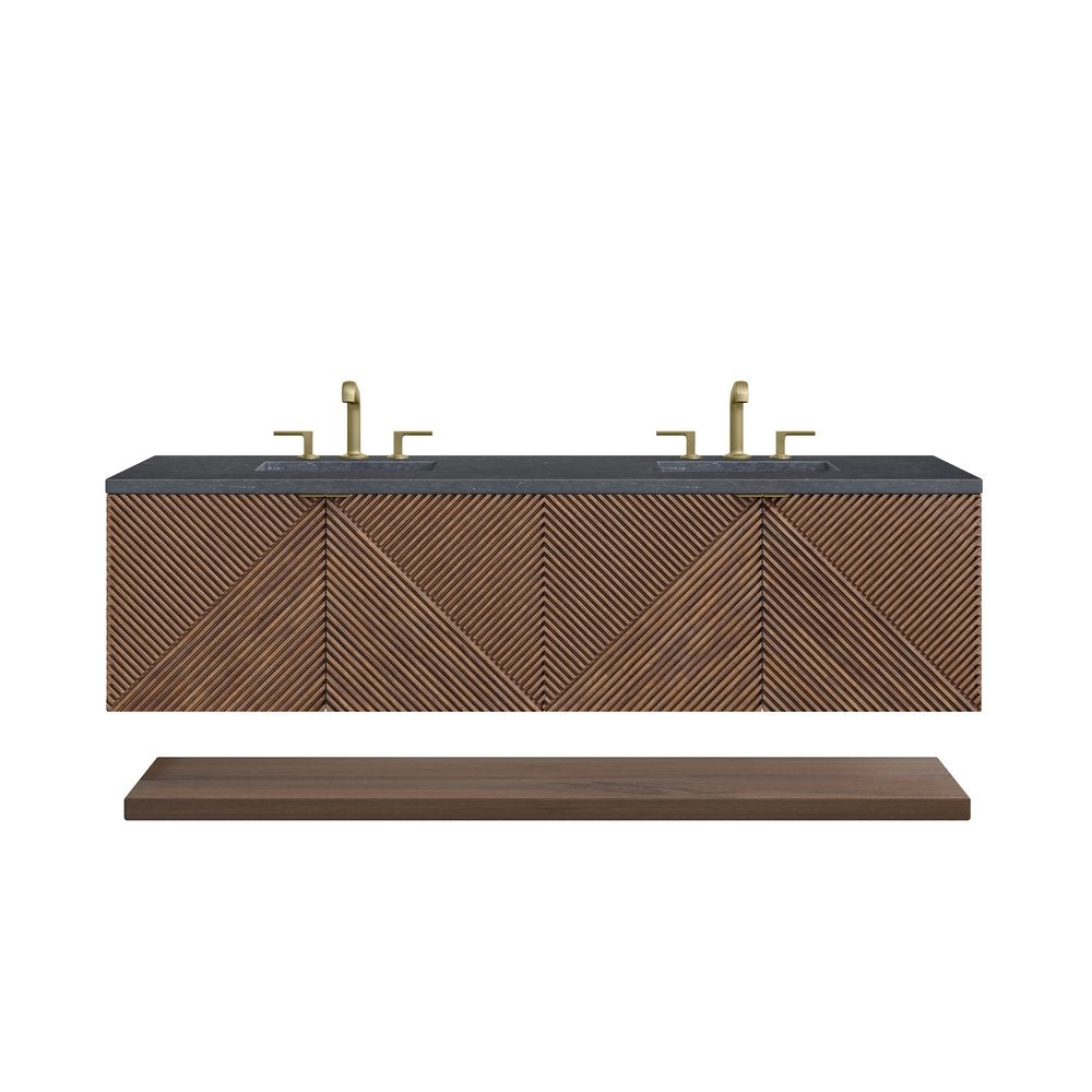 James Martin - Marcello 72" Double Vanity, Chestnut w/ 3 CM Charcoal Soapstone Top - D200-V72-CSN-3CSP view 2