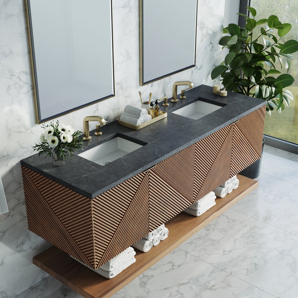 James Martin - Marcello 72" Double Vanity, Chestnut w/ 3 CM Charcoal Soapstone Top - D200-V72-CSN-3CSP view 6