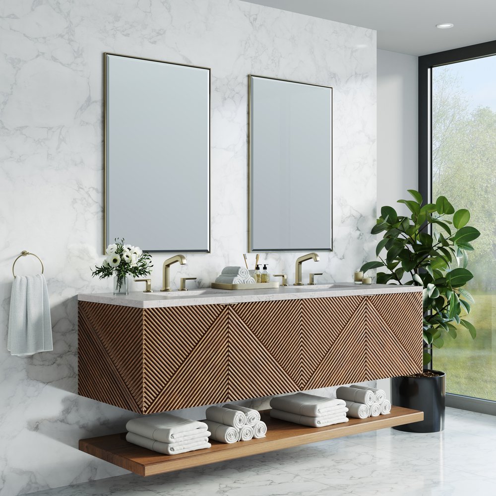 James Martin - Marcello 72" Double Vanity, Chestnut w/ 3 CM Eternal Jasmine Pearl Top - D200-V72-CSN-3EJP view 4