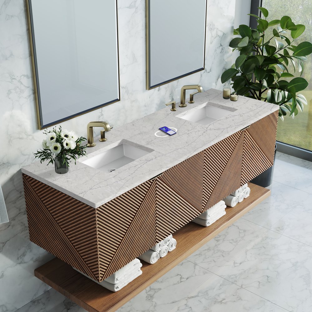 James Martin - Marcello 72" Double Vanity, Chestnut w/ 3 CM Eternal Jasmine Pearl Top w/FreePower Wireless Charger - D200-V72-CSN-FEJP view 7