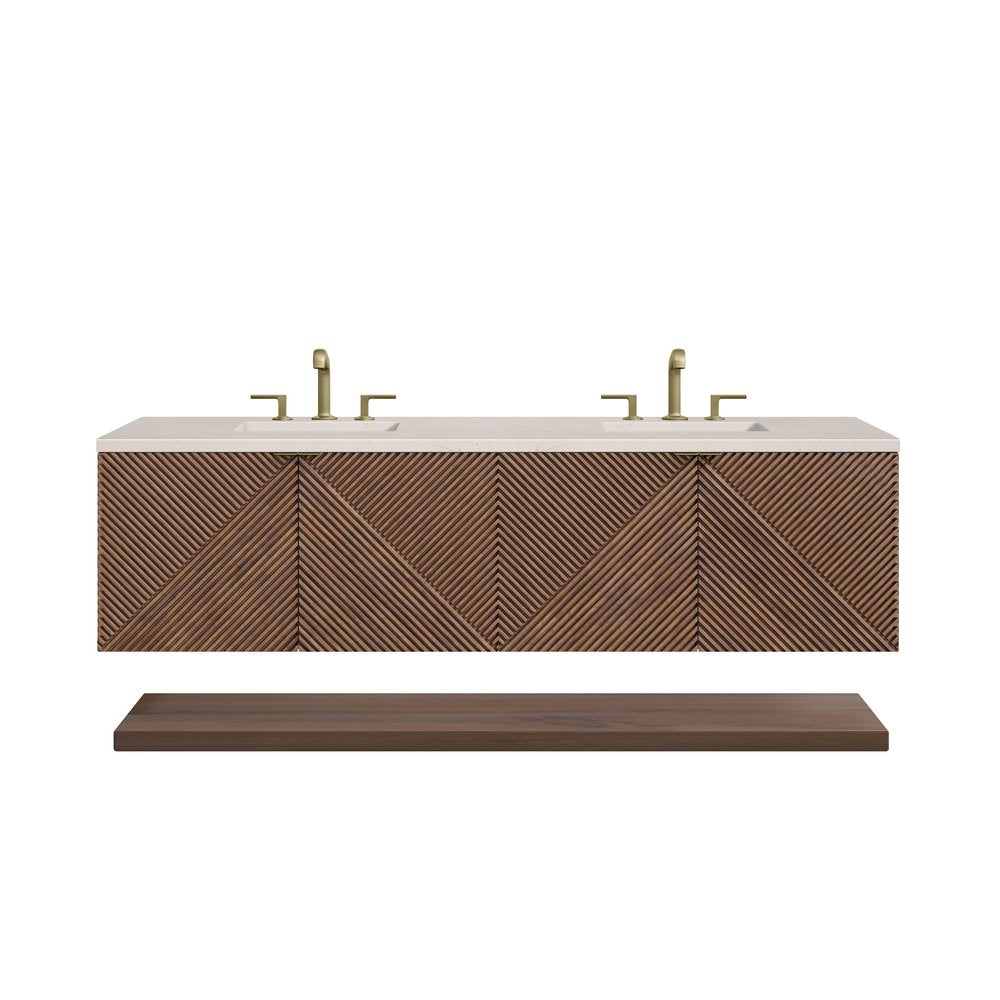 James Martin - Marcello 72" Double Vanity, Chestnut w/ 3 CM Eternal Marfil Top - D200-V72-CSN-3EMR view 2