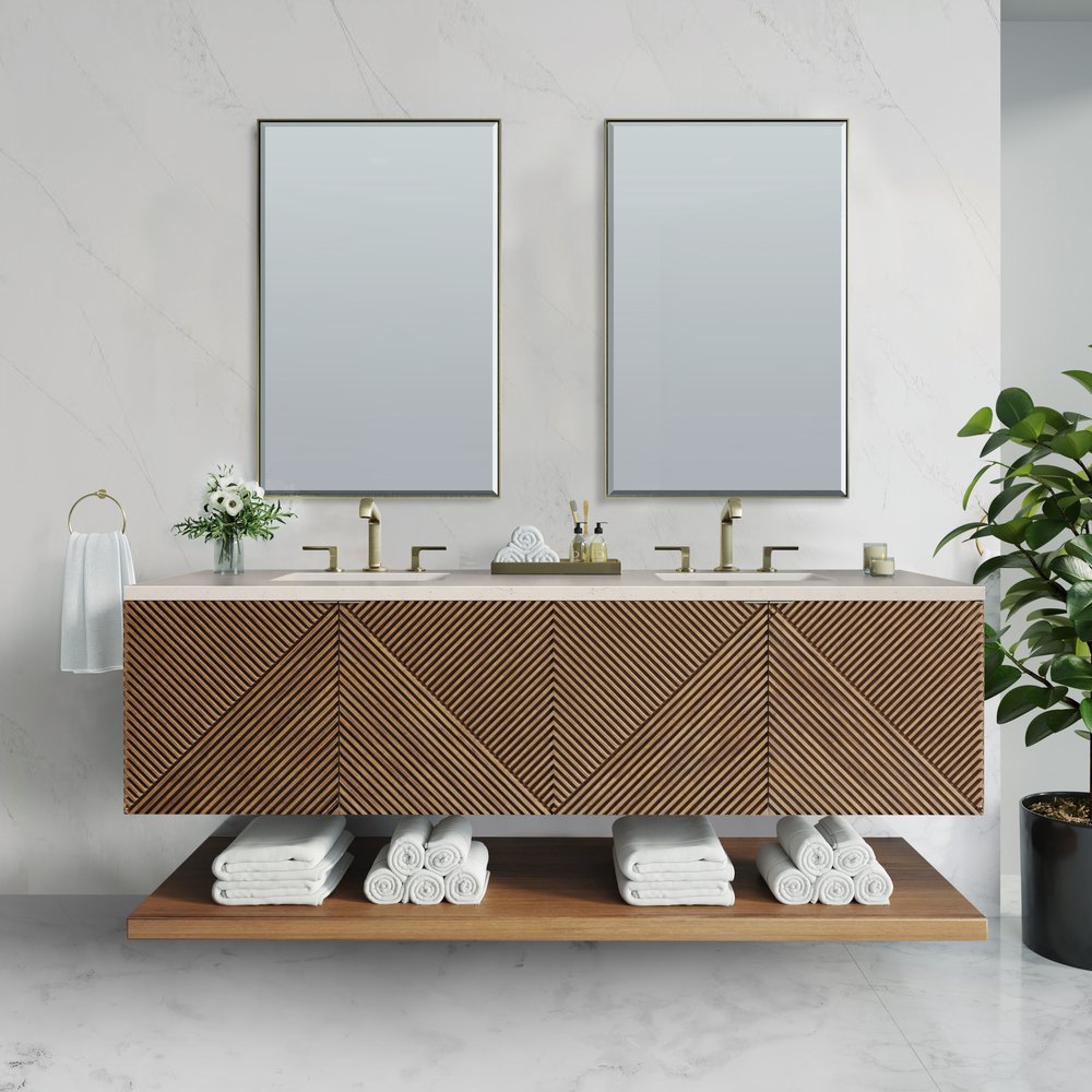 James Martin - Marcello 72" Double Vanity, Chestnut w/ 3 CM Eternal Marfil Top - D200-V72-CSN-3EMR view 3