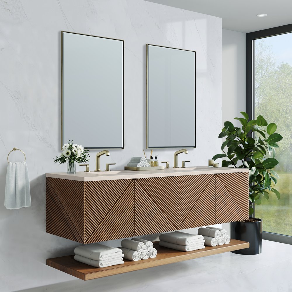 James Martin - Marcello 72" Double Vanity, Chestnut w/ 3 CM Eternal Marfil Top - D200-V72-CSN-3EMR view 4
