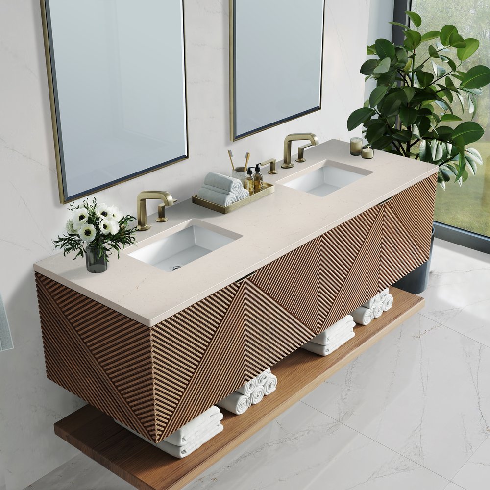 James Martin - Marcello 72" Double Vanity, Chestnut w/ 3 CM Eternal Marfil Top - D200-V72-CSN-3EMR view 6