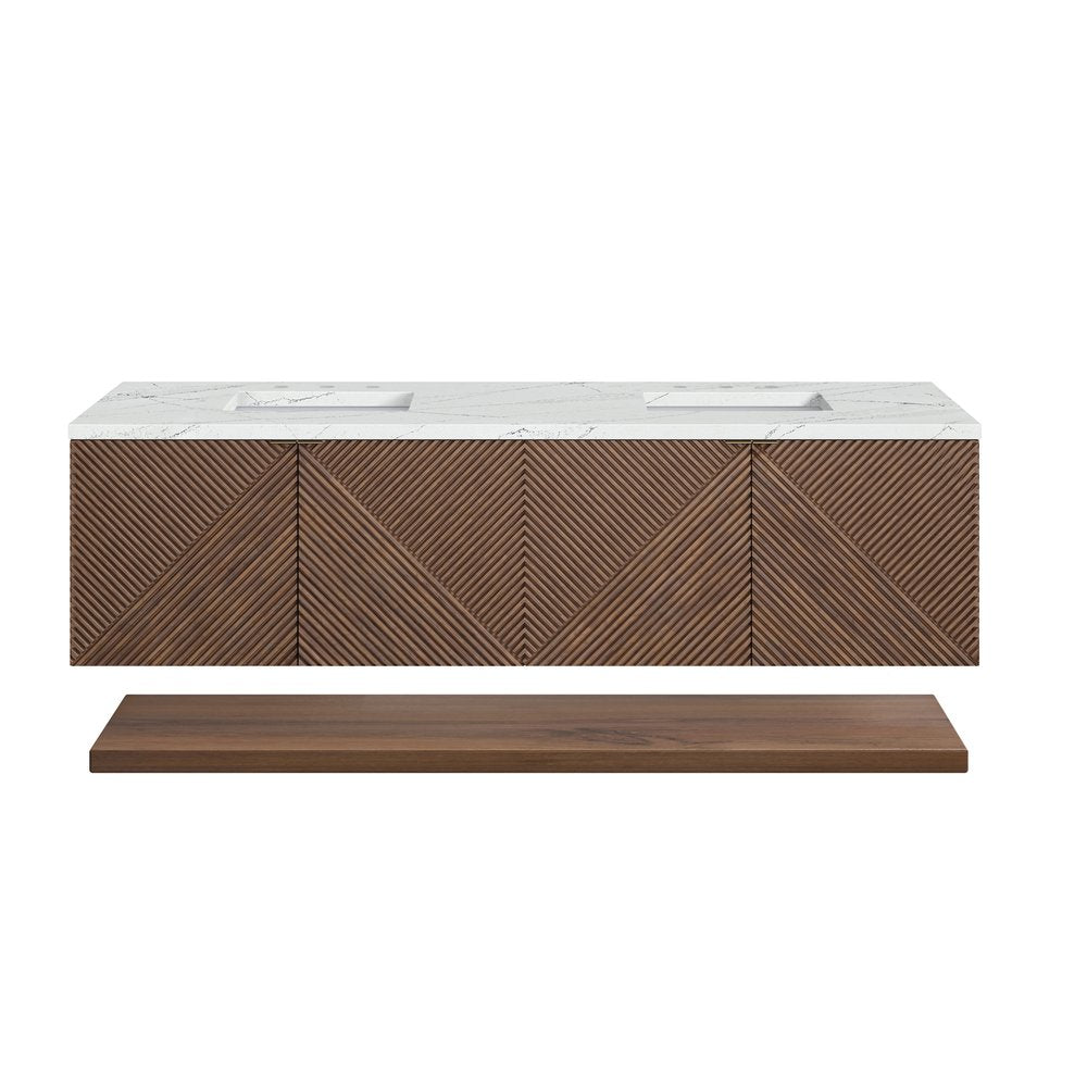 James Martin - Marcello 72" Double Vanity, Chestnut w/ 3 CM Ethereal Noctis Top - D200-V72-CSN-3ENC view 1