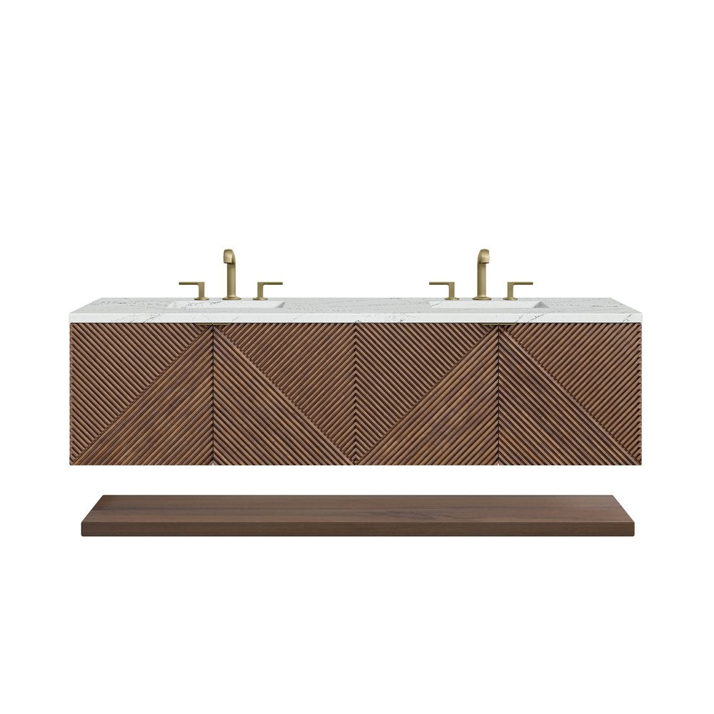 James Martin - Marcello 72" Double Vanity, Chestnut w/ 3 CM Ethereal Noctis Top - D200-V72-CSN-3ENC view 2