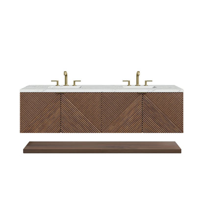 James Martin - Marcello 72" Double Vanity, Chestnut w/ 3 CM Ethereal Noctis Top - D200-V72-CSN-3ENC view 2