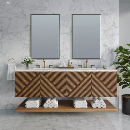 James Martin - Marcello 72" Double Vanity, Chestnut w/ 3 CM Lime Delight Top - D200-V72-CSN-3LDL view 2