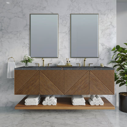 James Martin - Marcello 72" Double Vanity, Chestnut w/ 3 CM Parisien Bleu Top - D200-V72-CSN-3PBL view 2