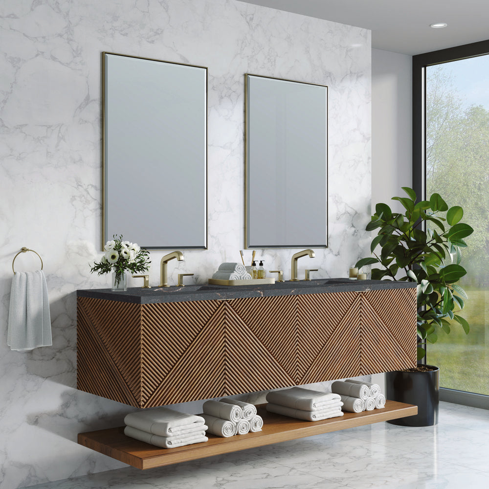 James Martin - Marcello 72" Double Vanity, Chestnut w/ 3 CM Parisien Bleu Top - D200-V72-CSN-3PBL view 3