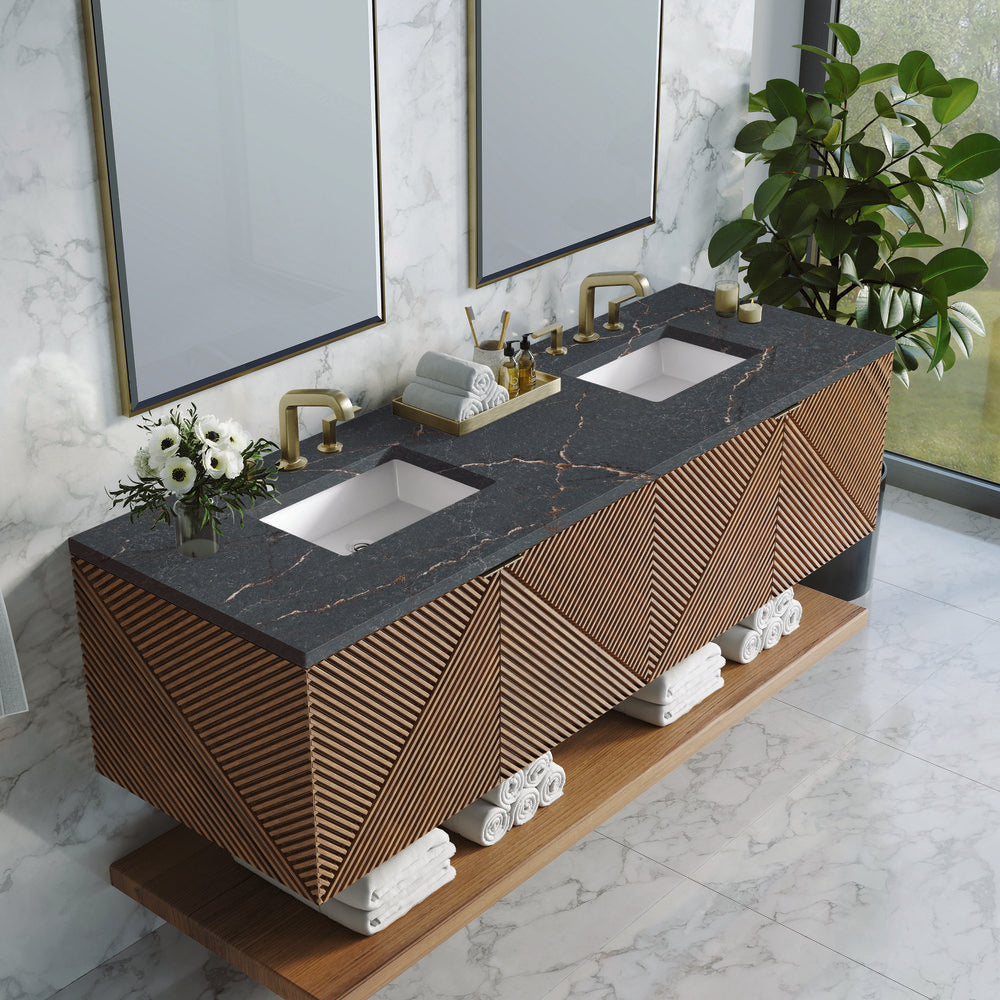 James Martin - Marcello 72" Double Vanity, Chestnut w/ 3 CM Parisien Bleu Top - D200-V72-CSN-3PBL view 5