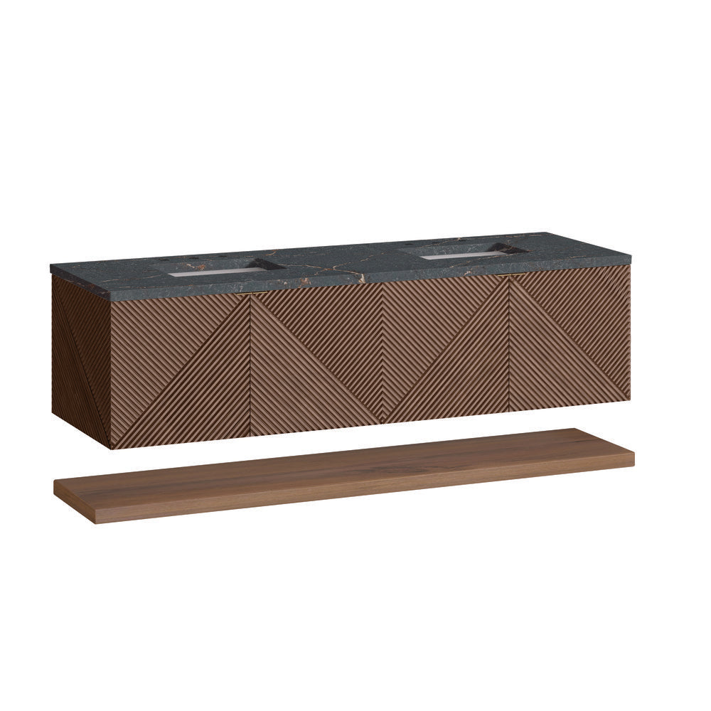 James Martin - Marcello 72" Double Vanity, Chestnut w/ 3 CM Parisien Bleu Top - D200-V72-CSN-3PBL view 6