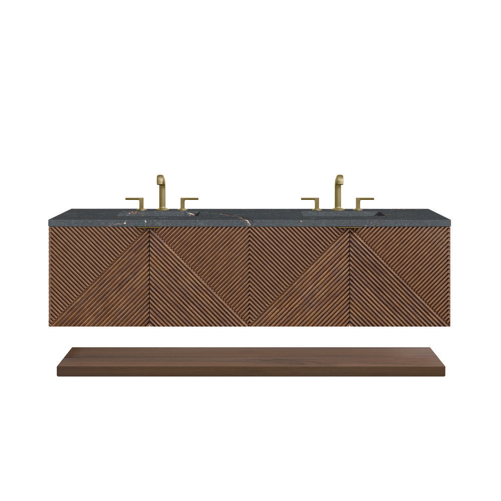 James Martin - Marcello 72" Double Vanity, Chestnut w/ 3 CM Parisien Bleu Top w/FreePower Wireless Charger - D200-V72-CSN-FPBL view 1