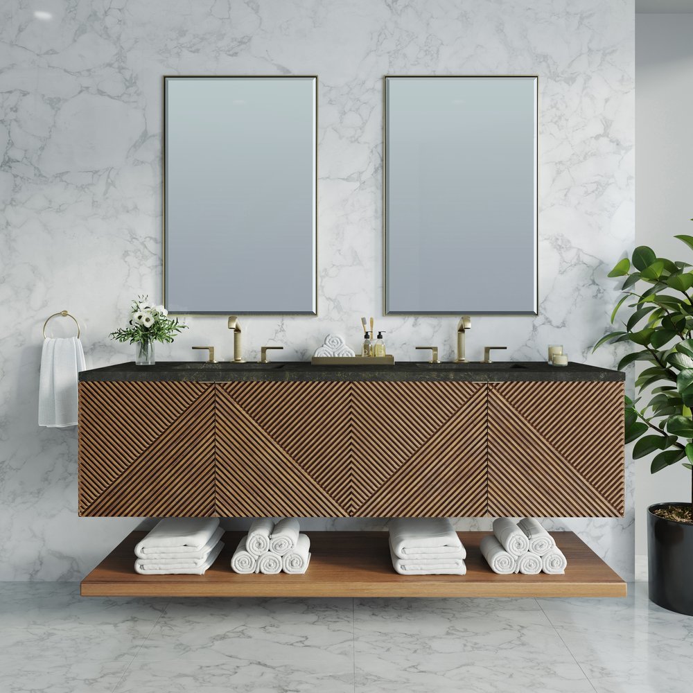 James Martin - Marcello 72" Double Vanity, Chestnut, w/ 3 CM Phantome Eclos Top - D200-V72-CSN-3PHT view 2