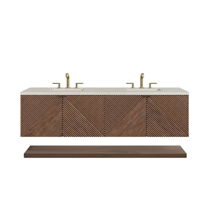 James Martin - Marcello 72" Double Vanity, Chestnut, w/ 3 CM Siberian Silestone Top - D200-V72-CSN-3SFR view 1